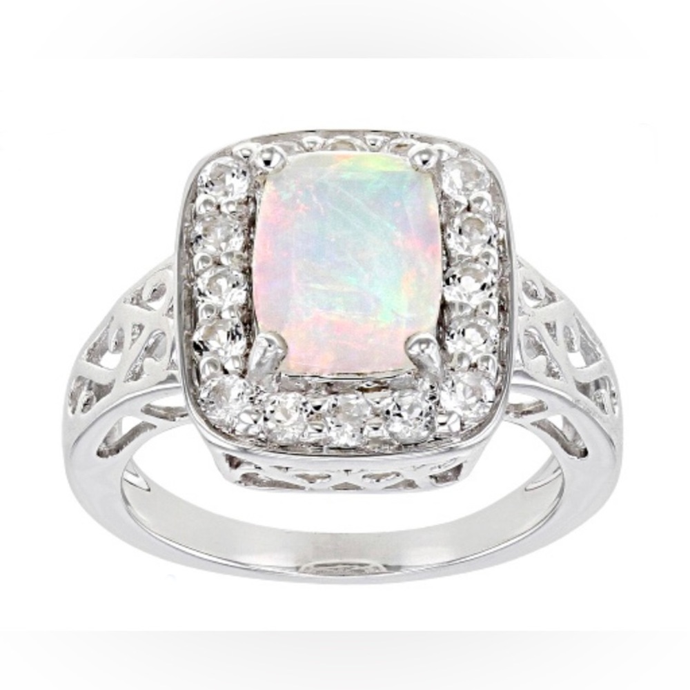 Ethiopian Opal, Rhodium/Sterling Silver Ring 2.06ctw